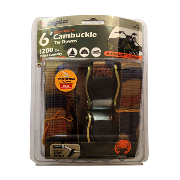 Cargoloc 2Pc 6' Camo Locking Tie Downs With S-Hooks CGL-84042