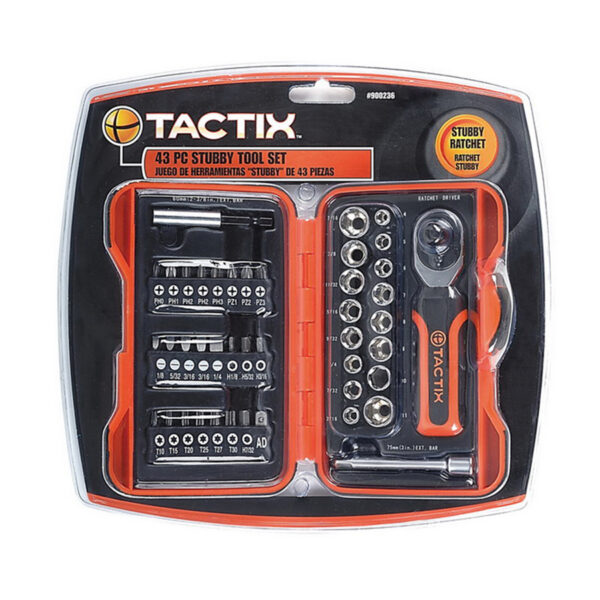 Tactix Ratchet Stubby Driver And Bits 43 Piece Set TTX-900236